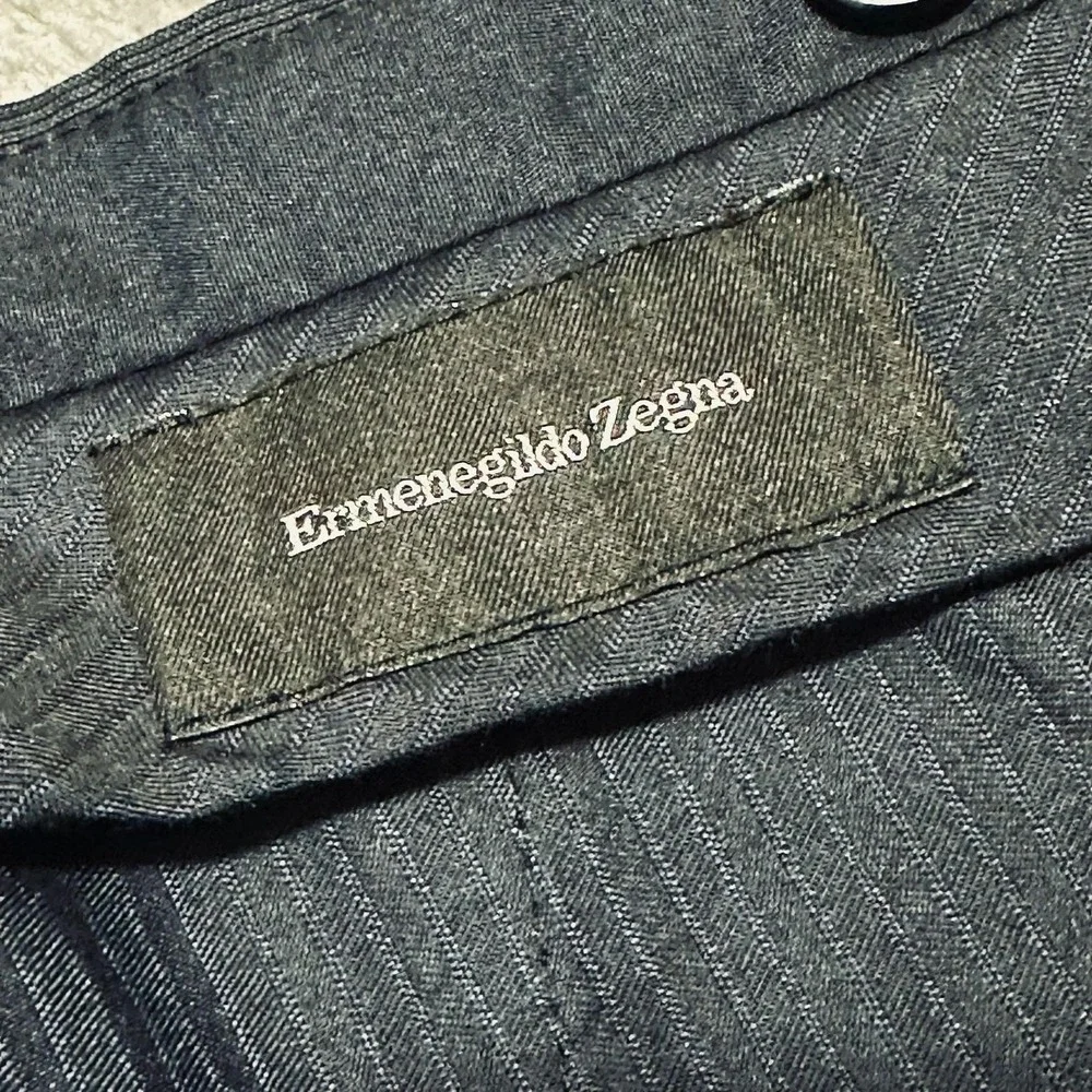 ERMENEGILDO ZEGNA Suit Pants Men's 36R Blue Wool Pleated Cuffed Tailored Romania